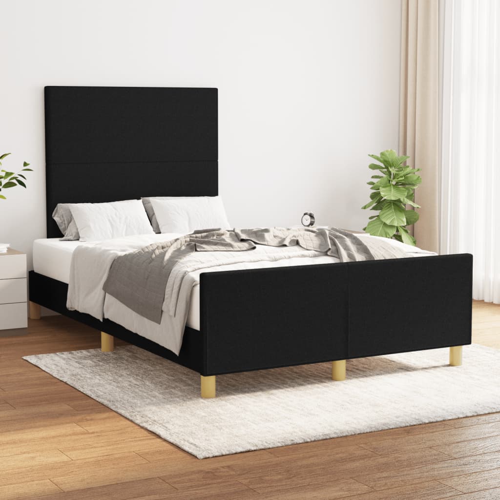 vidaXL Posteľný rám s čelom čierny 120x200 cm látka