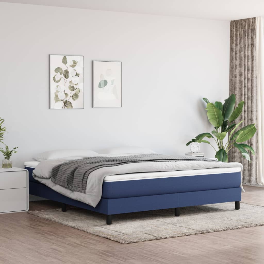 vidaXL Rám na boxspring posteľ modrý 160x200 cm látka