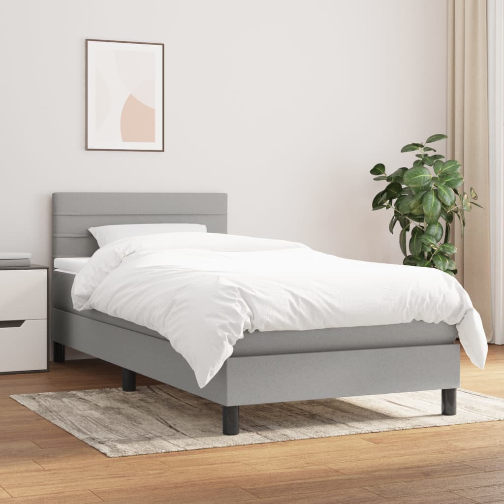 vidaXL Posteľný rám boxsping s matracom bledosivý 80x200 cm látka
