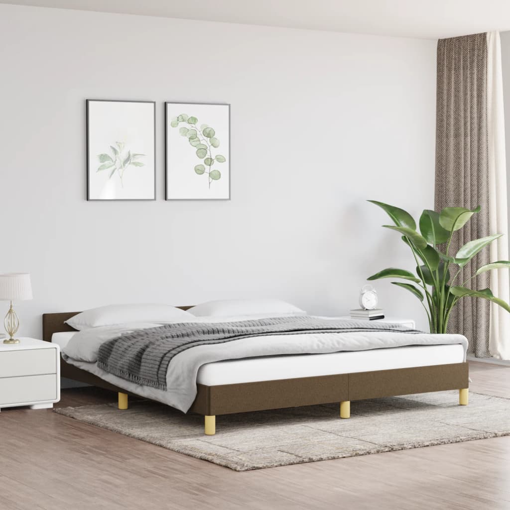 vidaXL Posteľný rám s čelom hnedý 180x200 cm látka