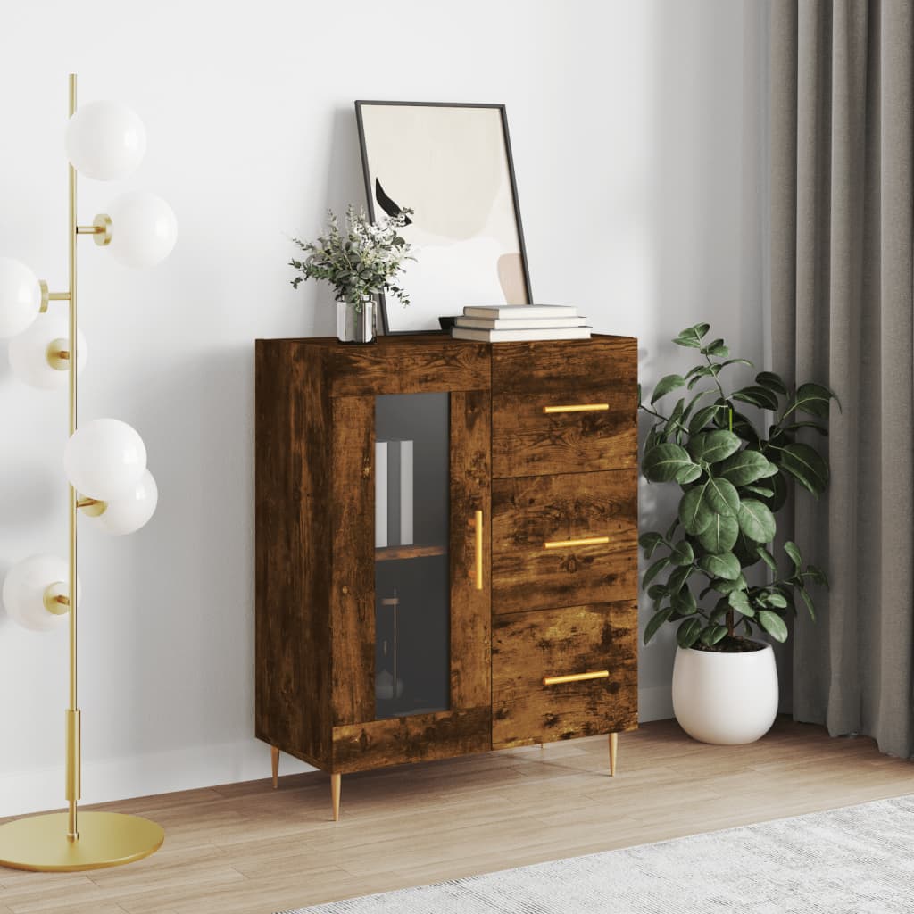 vidaXL Komoda dymový dub 69,5x34x90 cm kompozitné drevo
