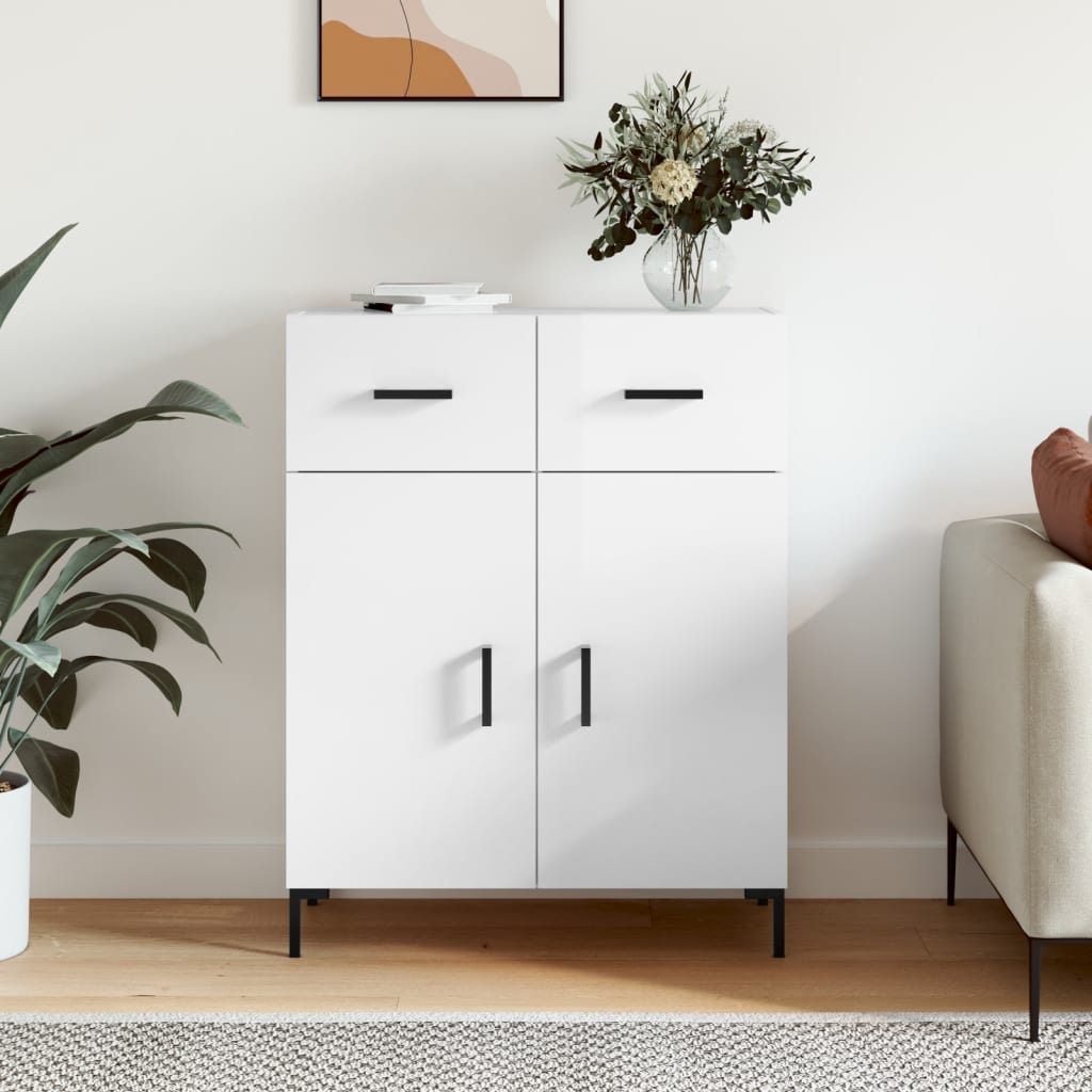 vidaXL Komoda lesklá biela 69,5x34x90 cm spracované drevo
