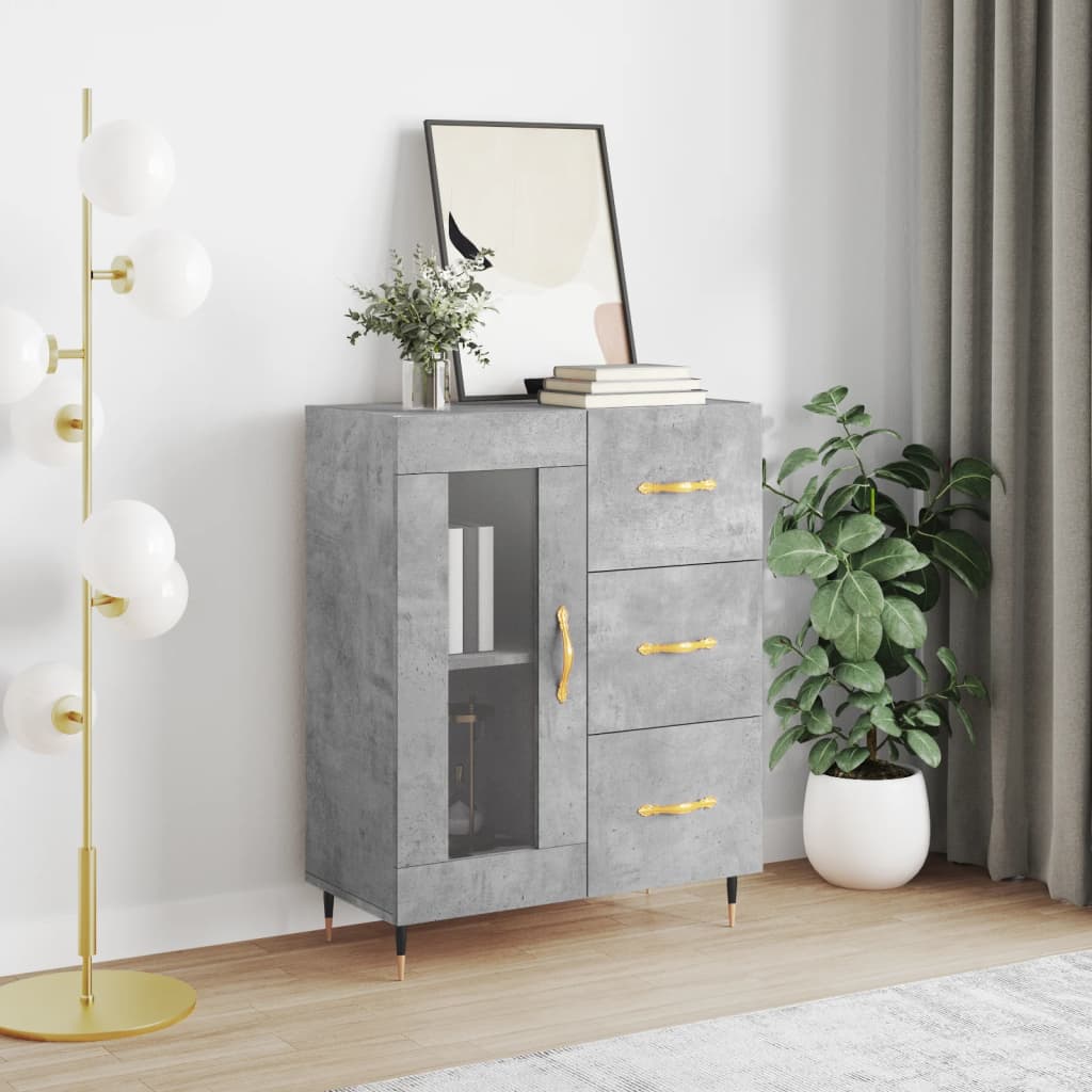 vidaXL Komoda betónovo sivá 69,5x34x90 cm kompozitné drevo