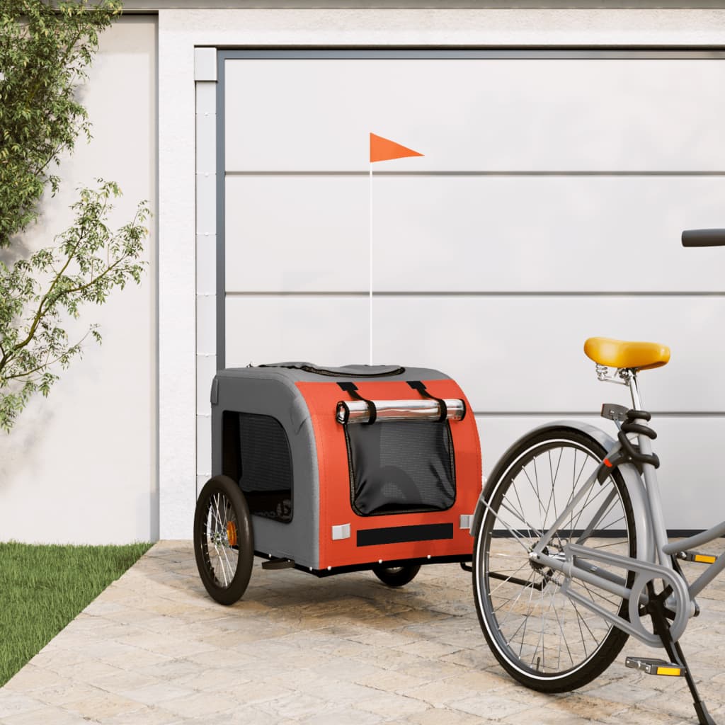 vidaXL Príves na bicykel pre psa oranžovo-sivý oxfordská látka železo