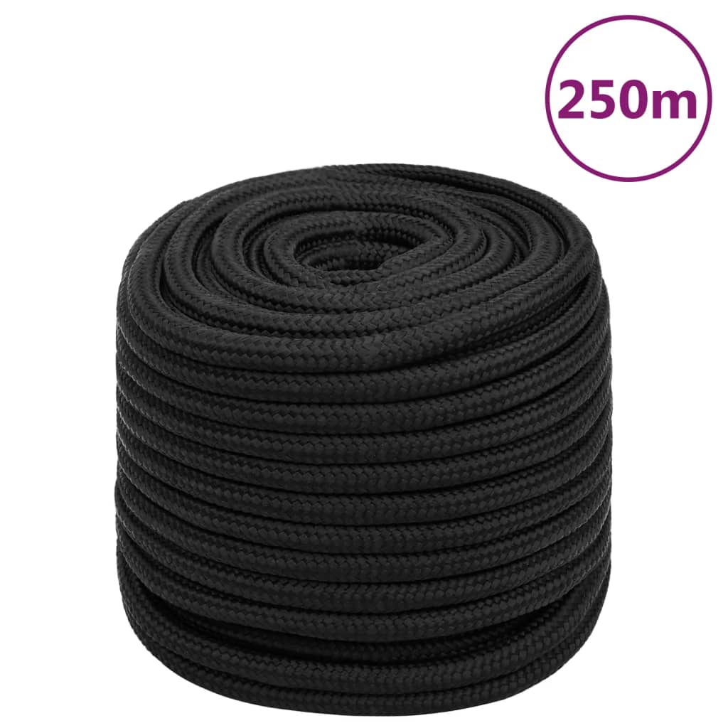 vidaXL Lodné lano čierne 16 mm 250 m polypropylén