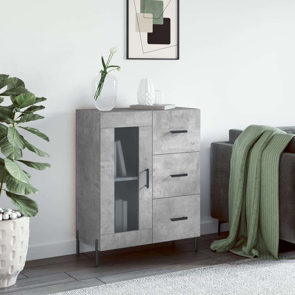 vidaXL Komoda betónovo sivá 69,5x34x90 cm kompozitné drevo