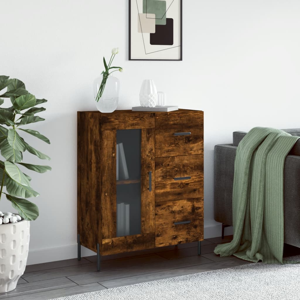 vidaXL Komoda dymový dub 69,5x34x90 cm kompozitné drevo