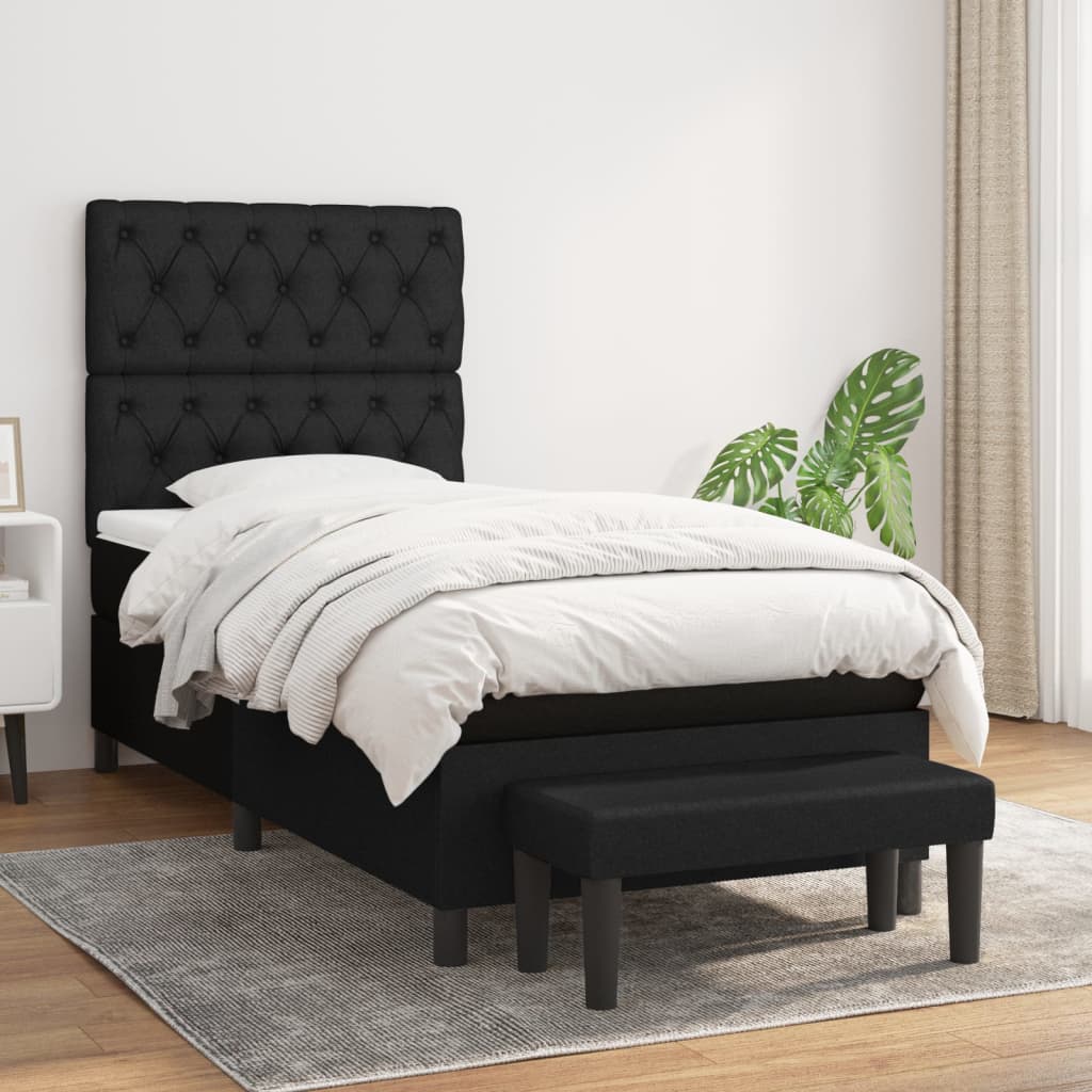 vidaXL Posteľný rám boxspring s matracom čierny 80x200 cm látka