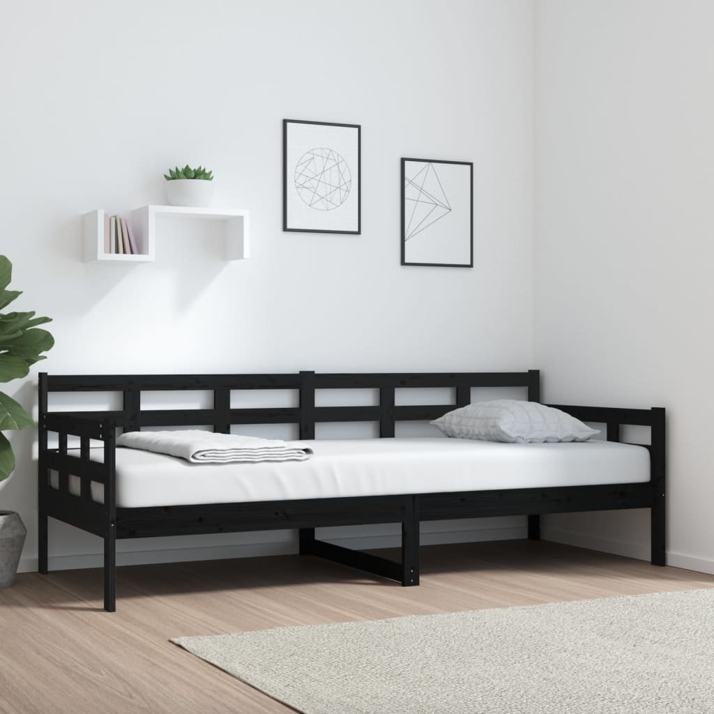 vidaXL Denná posteľ čierna masívna borovica 80x200 cm