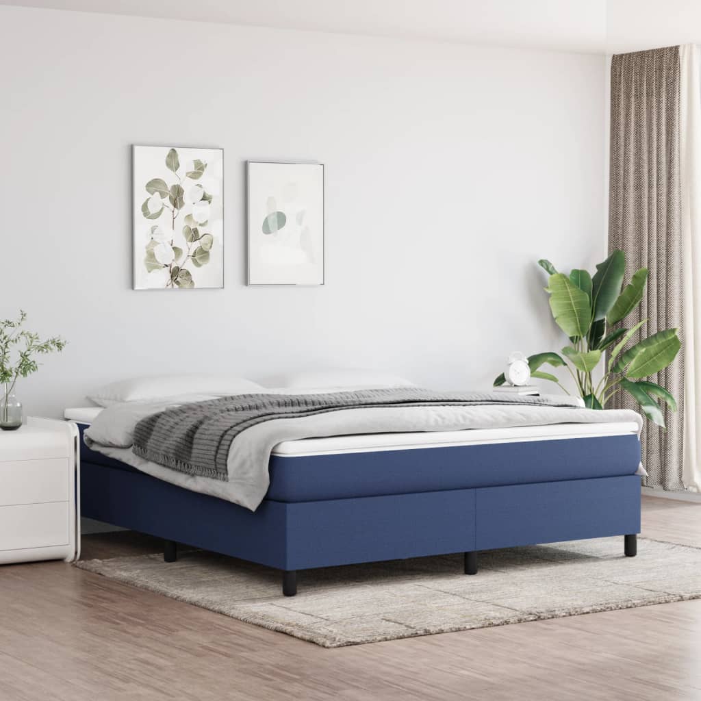 vidaXL Rám na boxspring posteľ modrý 160x200 cm látka
