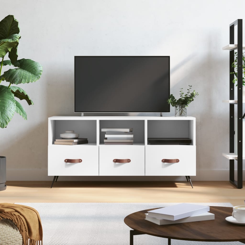 vidaXL TV stolík biely 102x36x50 cm kompozitné drevo