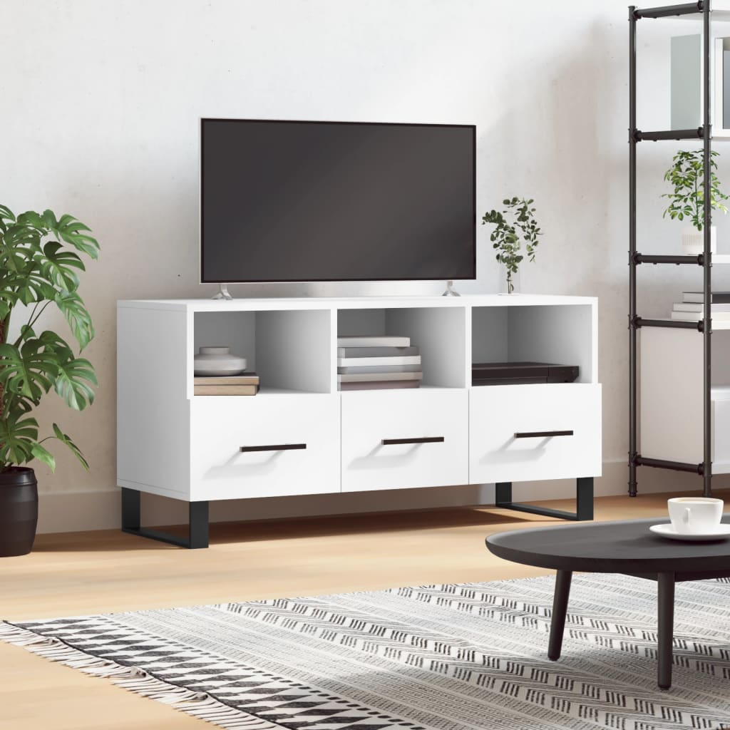vidaXL TV stolík biely 102x36x50 cm kompozitné drevo