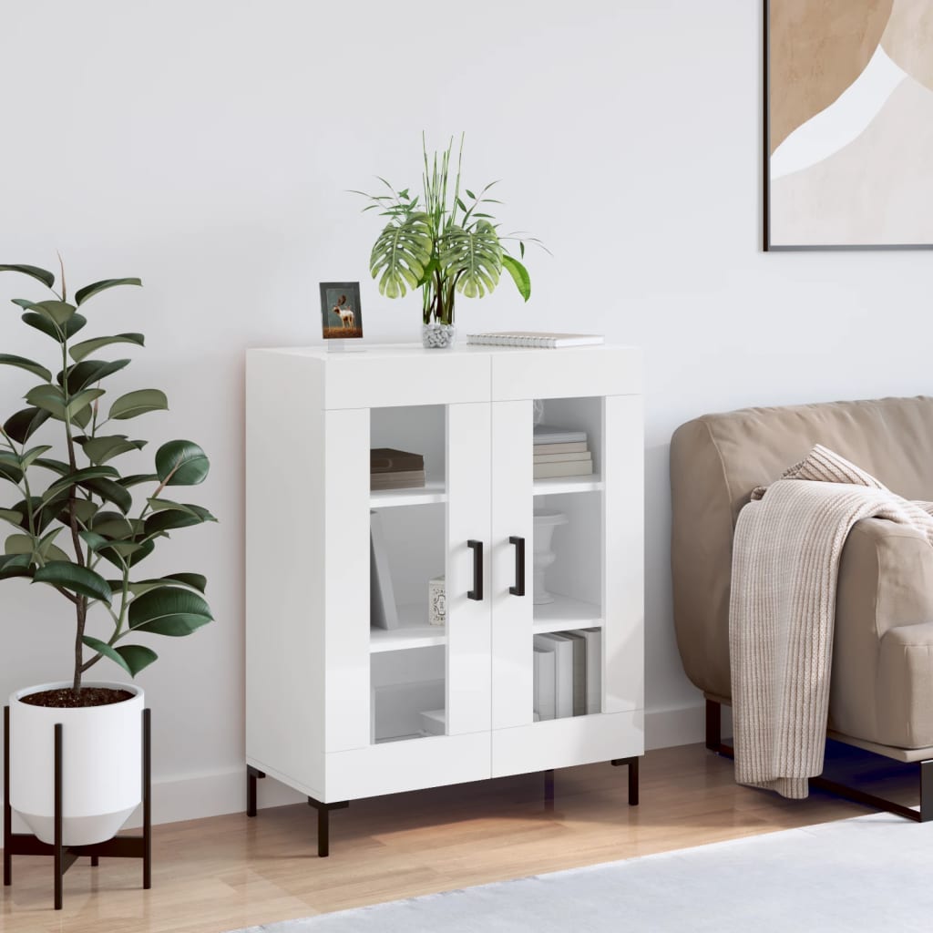 vidaXL Komoda lesklá biela 69,5x34x90 cm spracované drevo