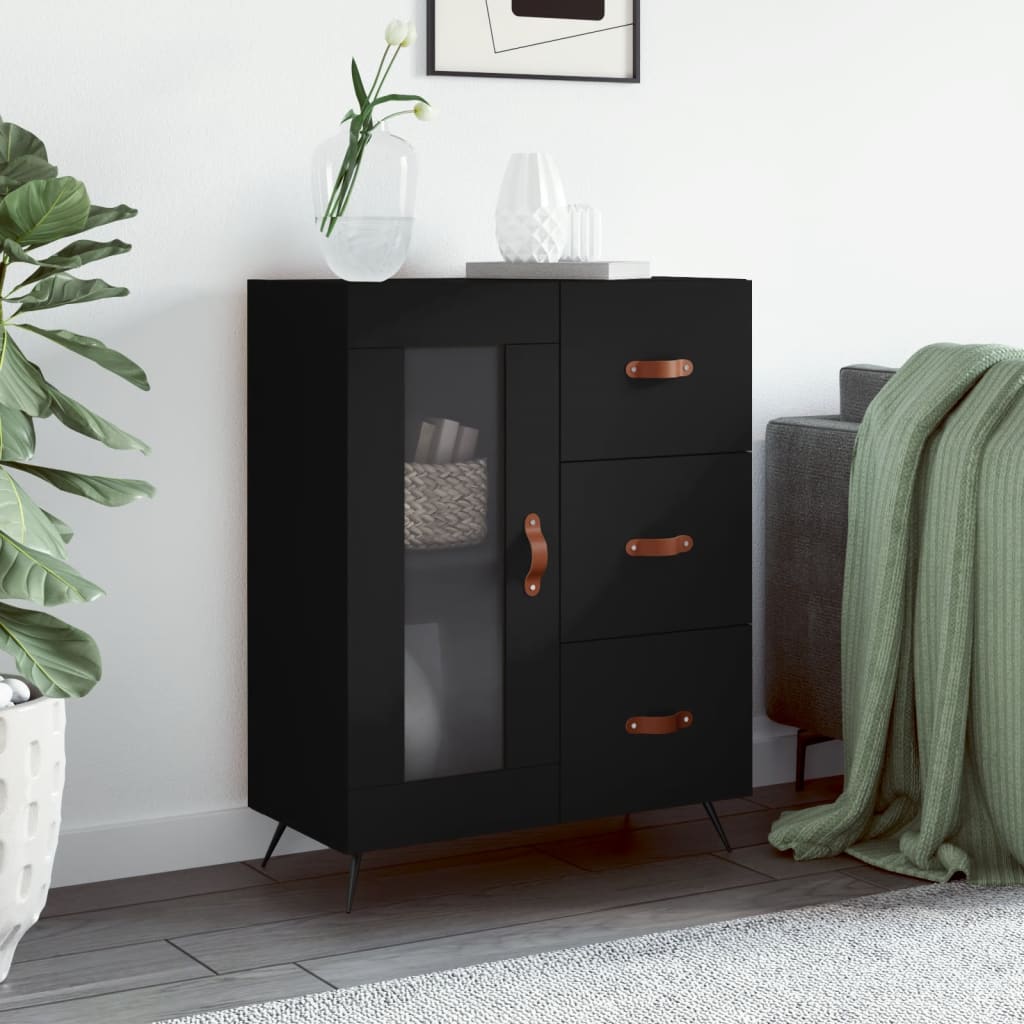 vidaXL Komoda čierna 69,5x34x90 cm kompozitné drevo