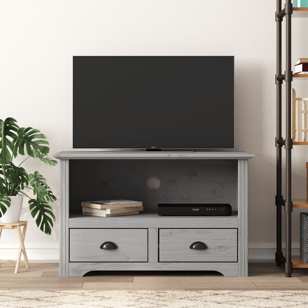 vidaXL TV skrinka s 2 zásuvkami BODO sivá 91x43x56cm borovicový masív