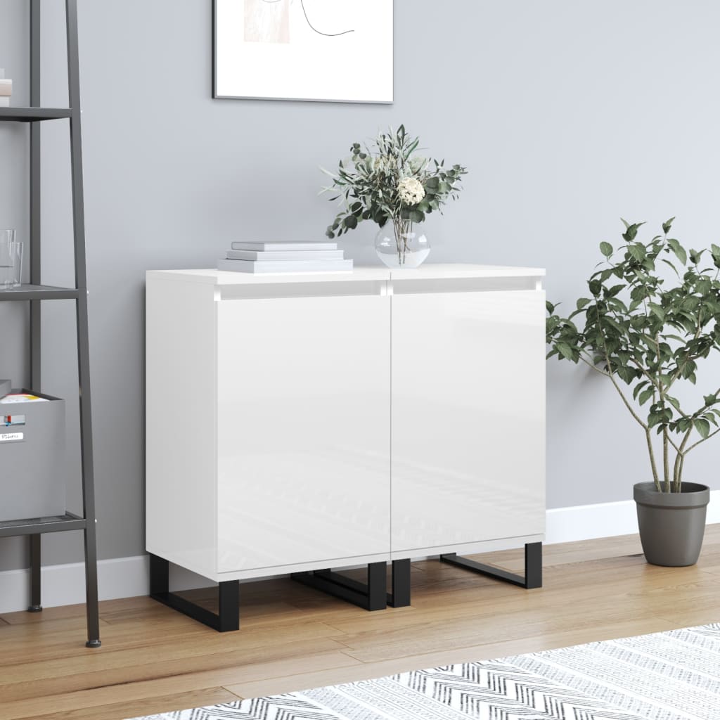 vidaXL Komody 2 ks lesklé biele 40x35x70 cm kompozitné drevo