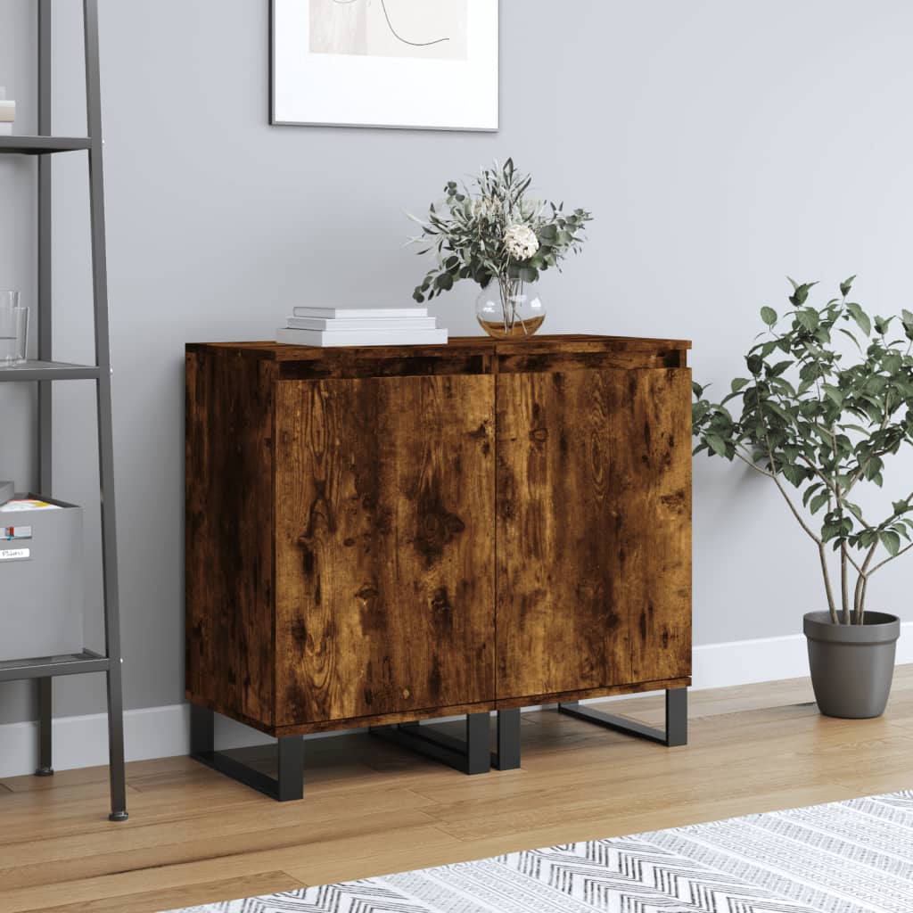 vidaXL Komody 2 ks dymový dub 40x35x70 cm kompozitné drevo