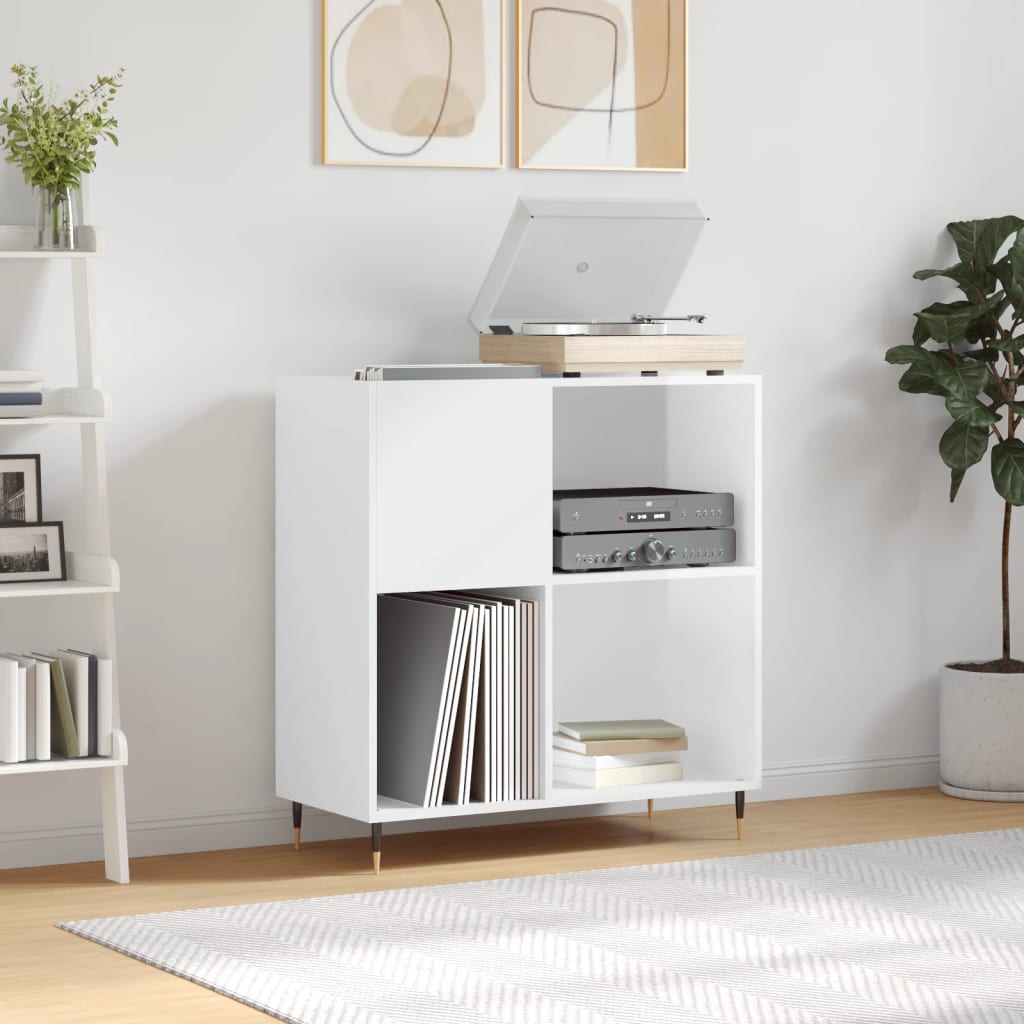 vidaXL Skrinka na platne lesklá biela 84,5x38x89 cm kompozitné drevo