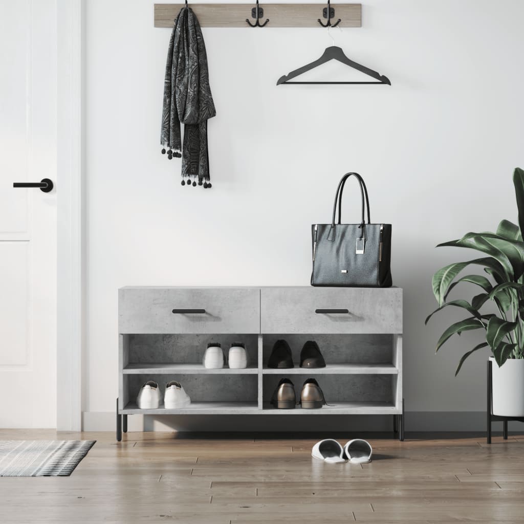 vidaXL Lavička na topánky, betónovo sivá 102x35x55cm, kompozitné drevo