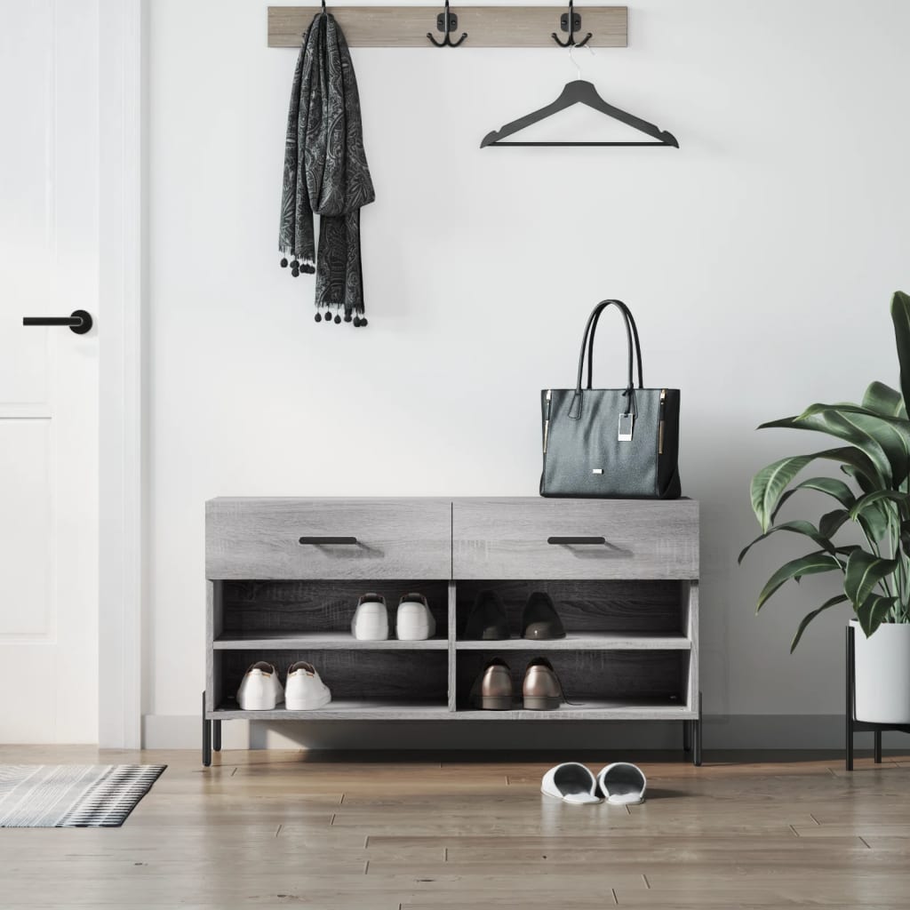 vidaXL Lavička na topánky, sivá sonoma 102x35x55 cm, kompozitné drevo