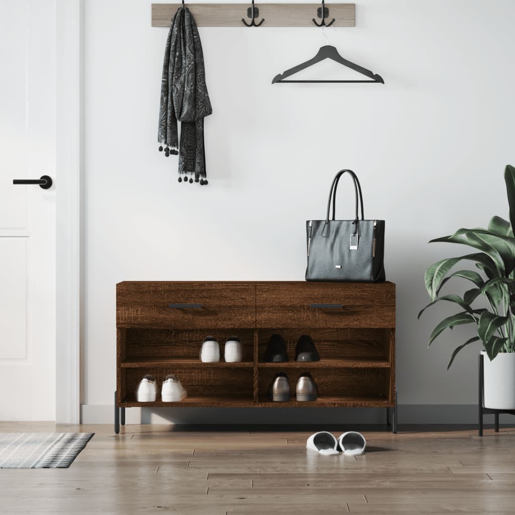 vidaXL Lavička na topánky, hnedý dub 102x35x55 cm, kompozitné drevo