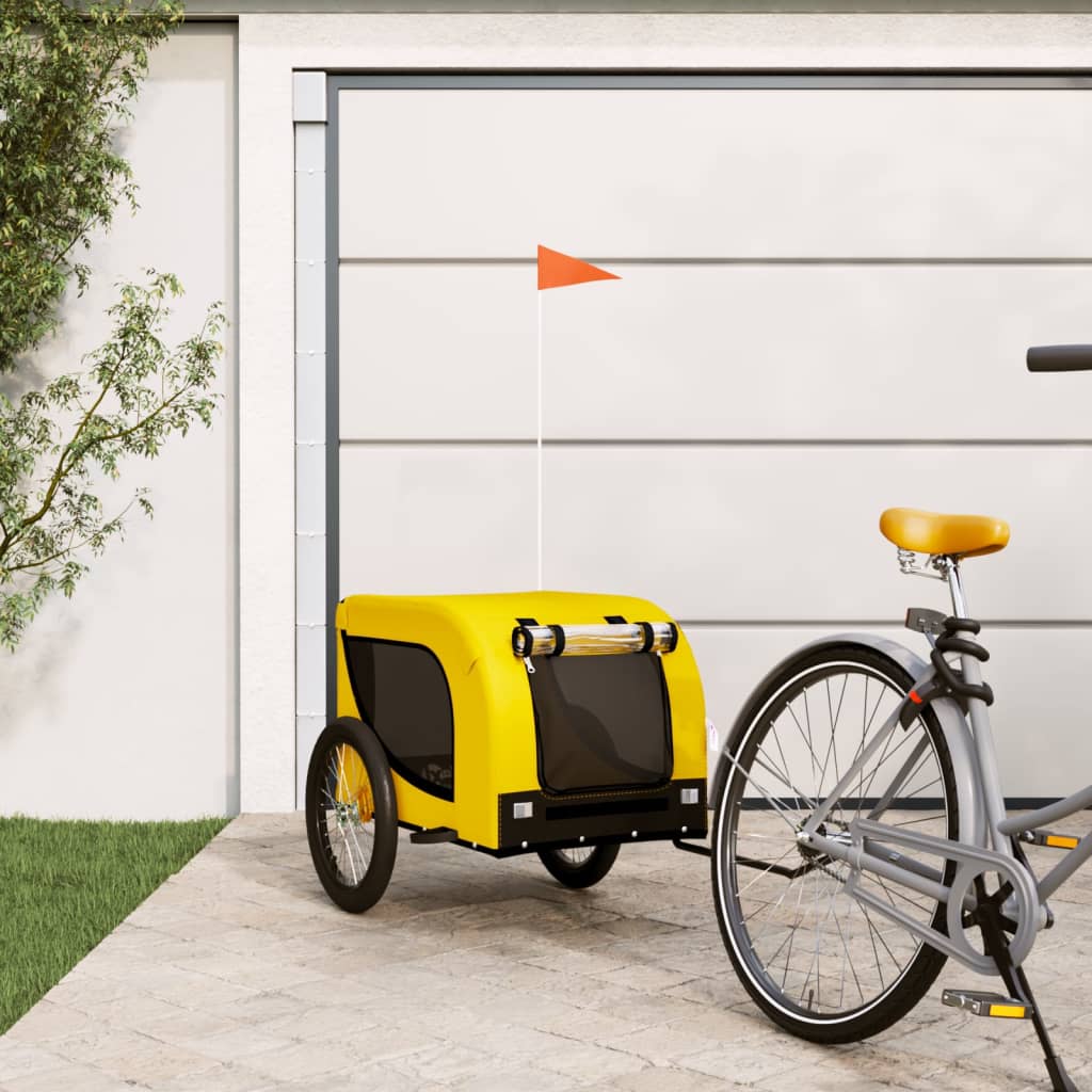 vidaXL Príves na bicykel pre psa žlto-čierna oxfordská látka a železo