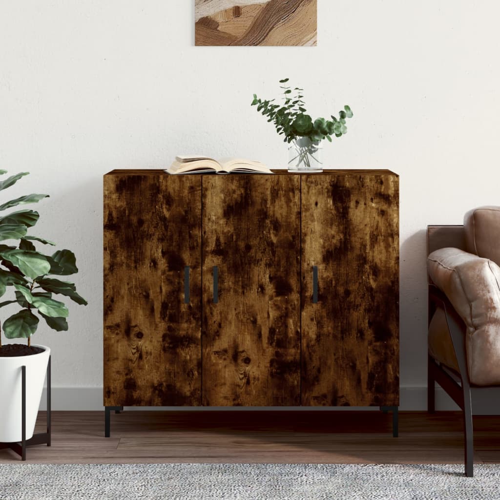 vidaXL Komoda dymový dub 90x34x80 cm kompozitné drevo