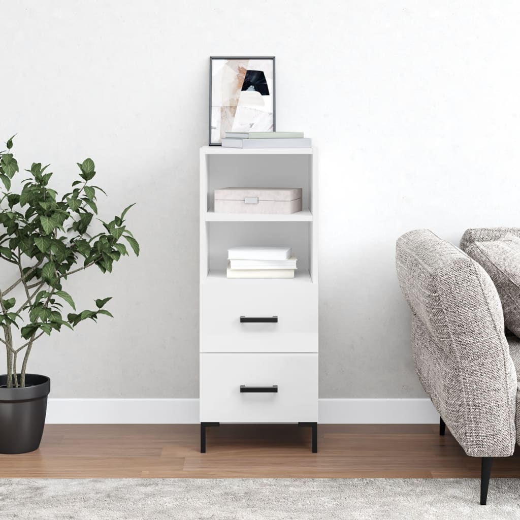 vidaXL Komoda lesklá biela 34,5x34x90 cm spracované drevo