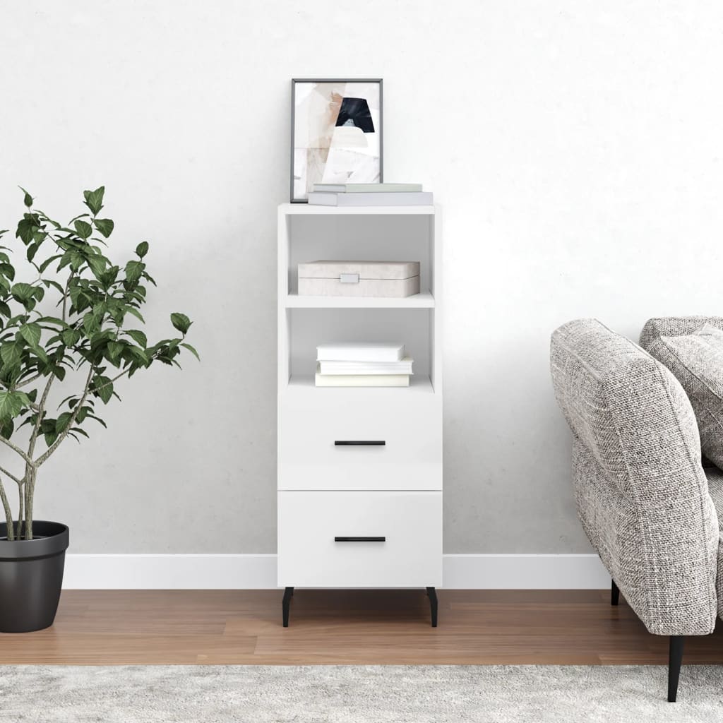 vidaXL Komoda lesklá biela 34,5x34x90 cm spracované drevo