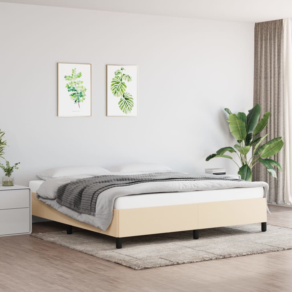 vidaXL Posteľný rám krémový 180x200 cm látka