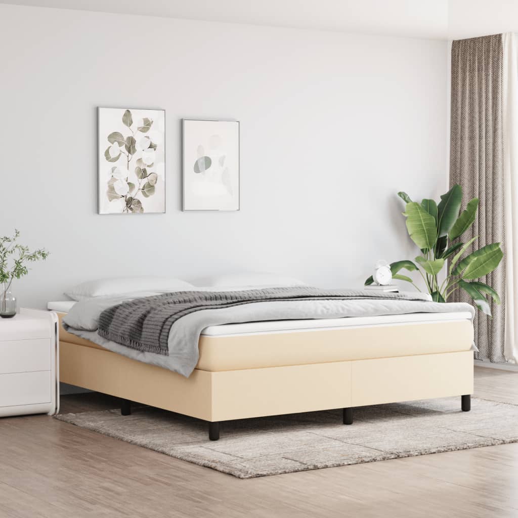 vidaXL Rám na boxspring posteľ krémový 180x200 cm látka