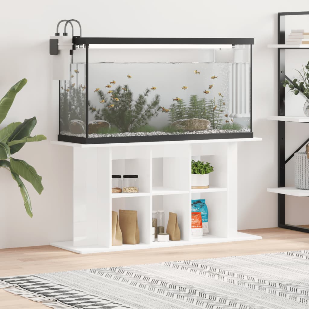 vidaXL Stojan na akvárium lesklý biely 120x40x60 cm kompozitné drevo