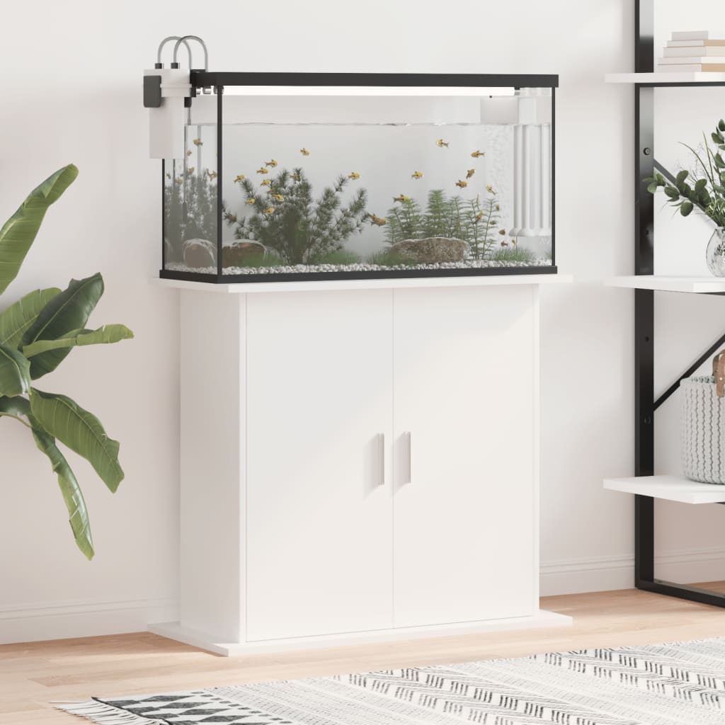 vidaXL Stojan na akvárium biely 81x36x73 cm kompozitné drevo