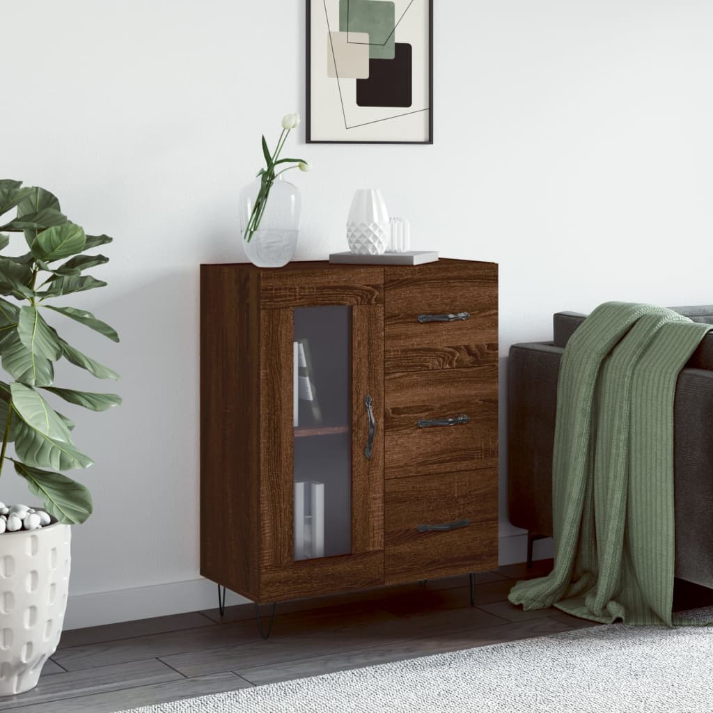 vidaXL Komoda hnedý dub 69,5x34x90 cm kompozitné drevo