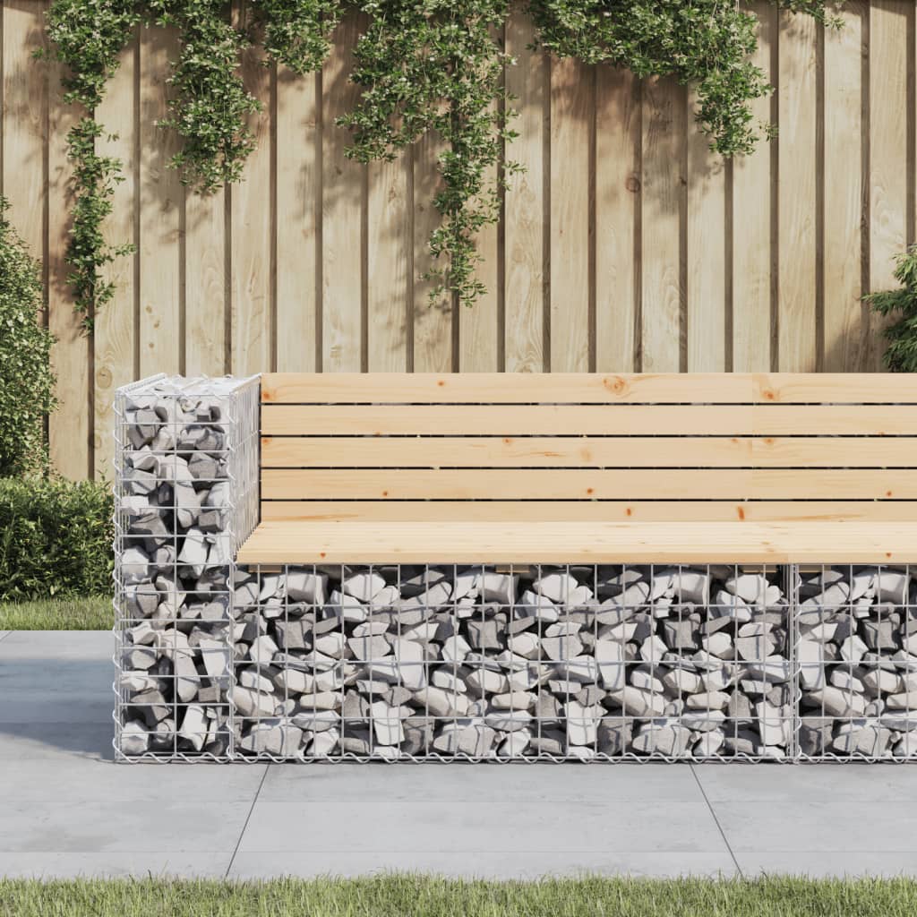 vidaXL Záhradná lavička gabiónový dizajn 122x71x65,5cm masív. borovica