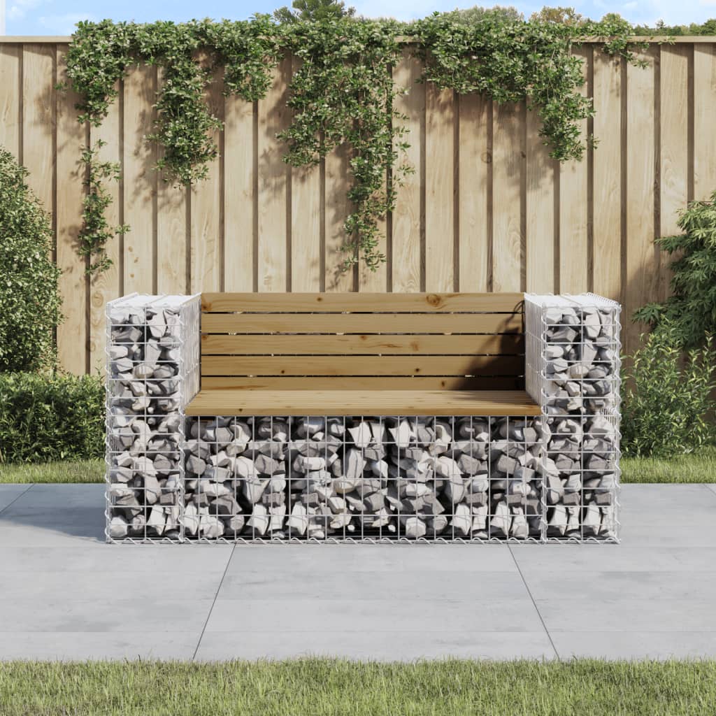 vidaXL Záhradná lavica gabiónový dizajn 143x71x65,5cm impreg. borovica