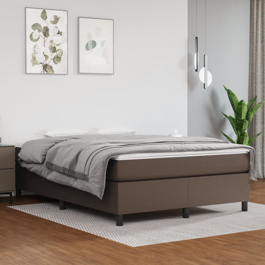 vidaXL Rám na boxspring posteľ, hnedý 140x190 cm, umelá koža
