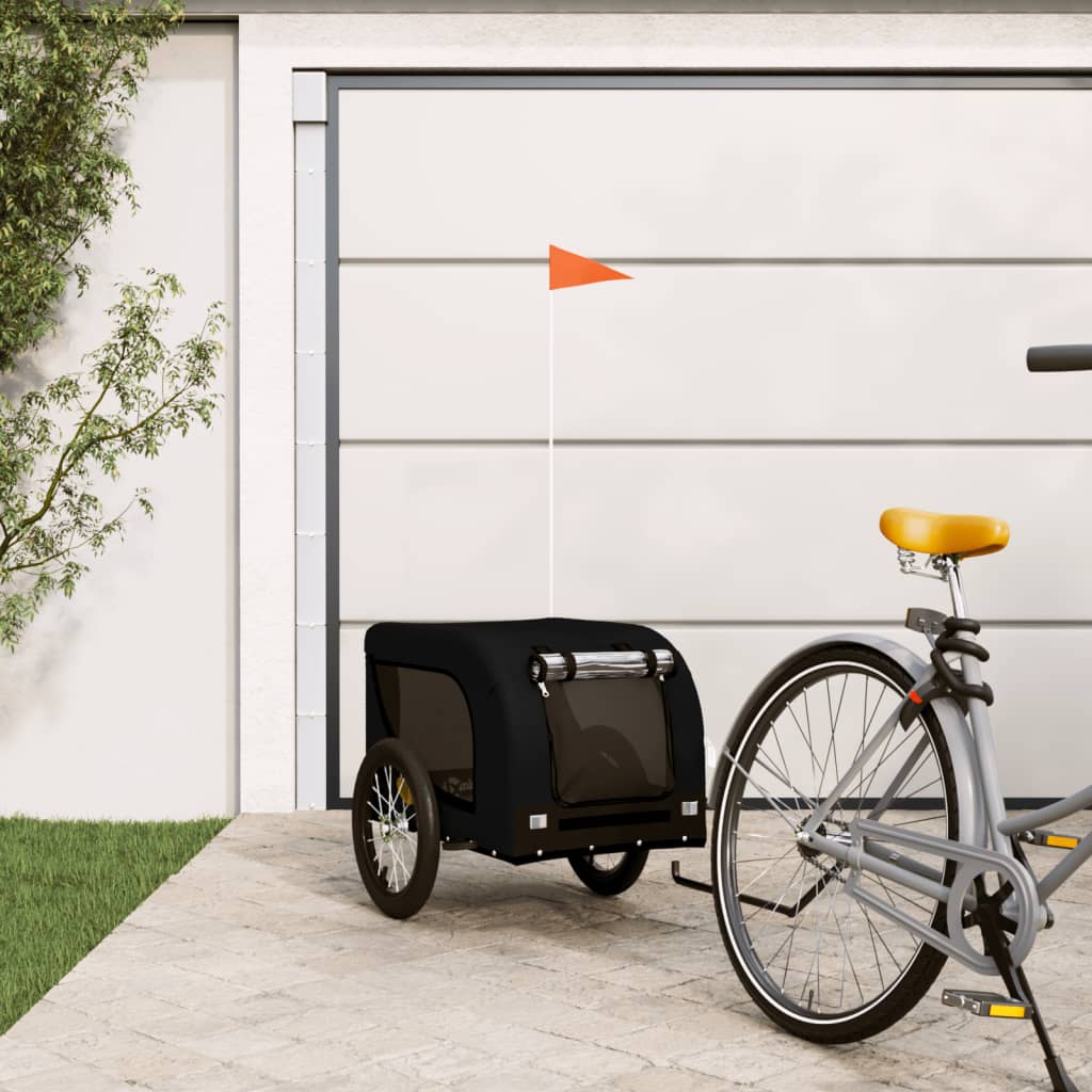 vidaXL Príves na bicykel pre psa čierny oxfordská látka a železo