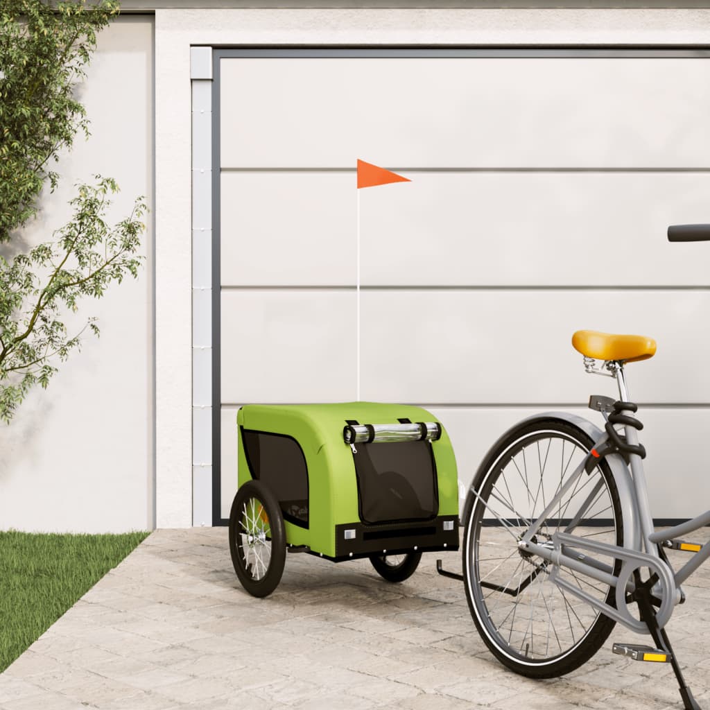 vidaXL Príves na bicykel pre psa zeleno čierny látka oxford a železo