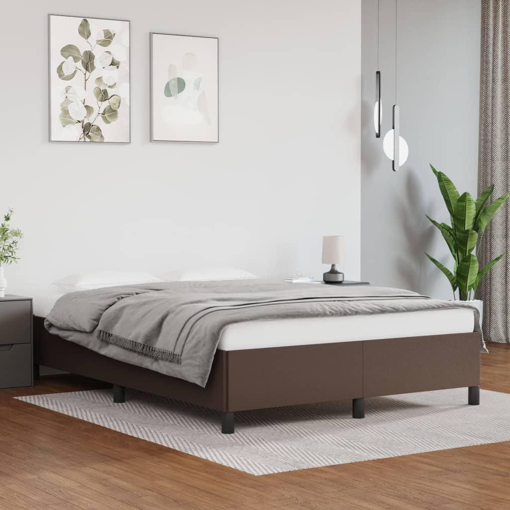 vidaXL Posteľný rám hnedý 140x200 cm umelá koža