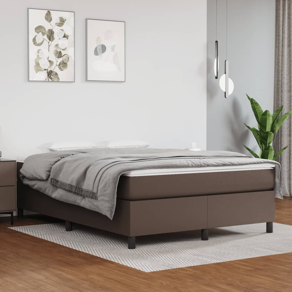 vidaXL Rám na boxspring posteľ, hnedý 140x200 cm, umelá koža