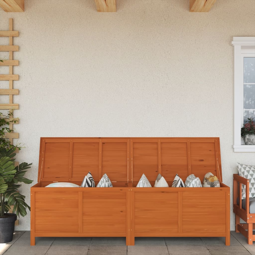 vidaXL Záhradný úložný box hnedý 198,5x50x56,5 cm jedľový masív