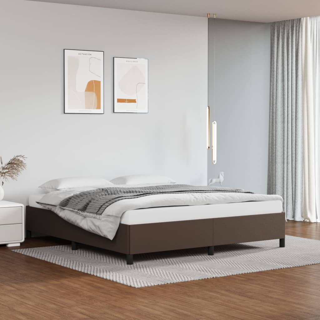 vidaXL Posteľný rám hnedý 160x200 cm umelá koža