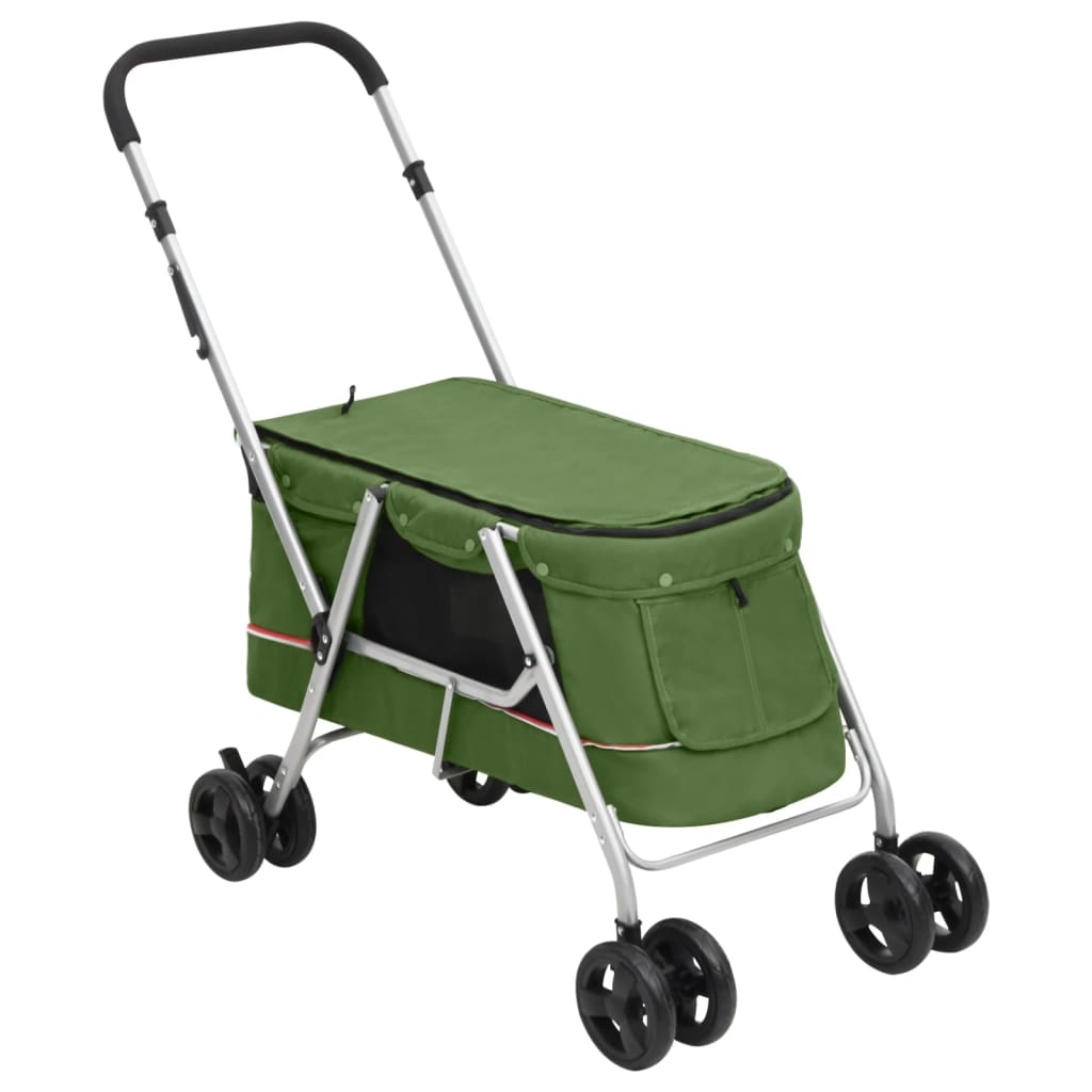 vidaXL Skladací kočík pre psa zelený 100x49x96 cm ľanová tkanina