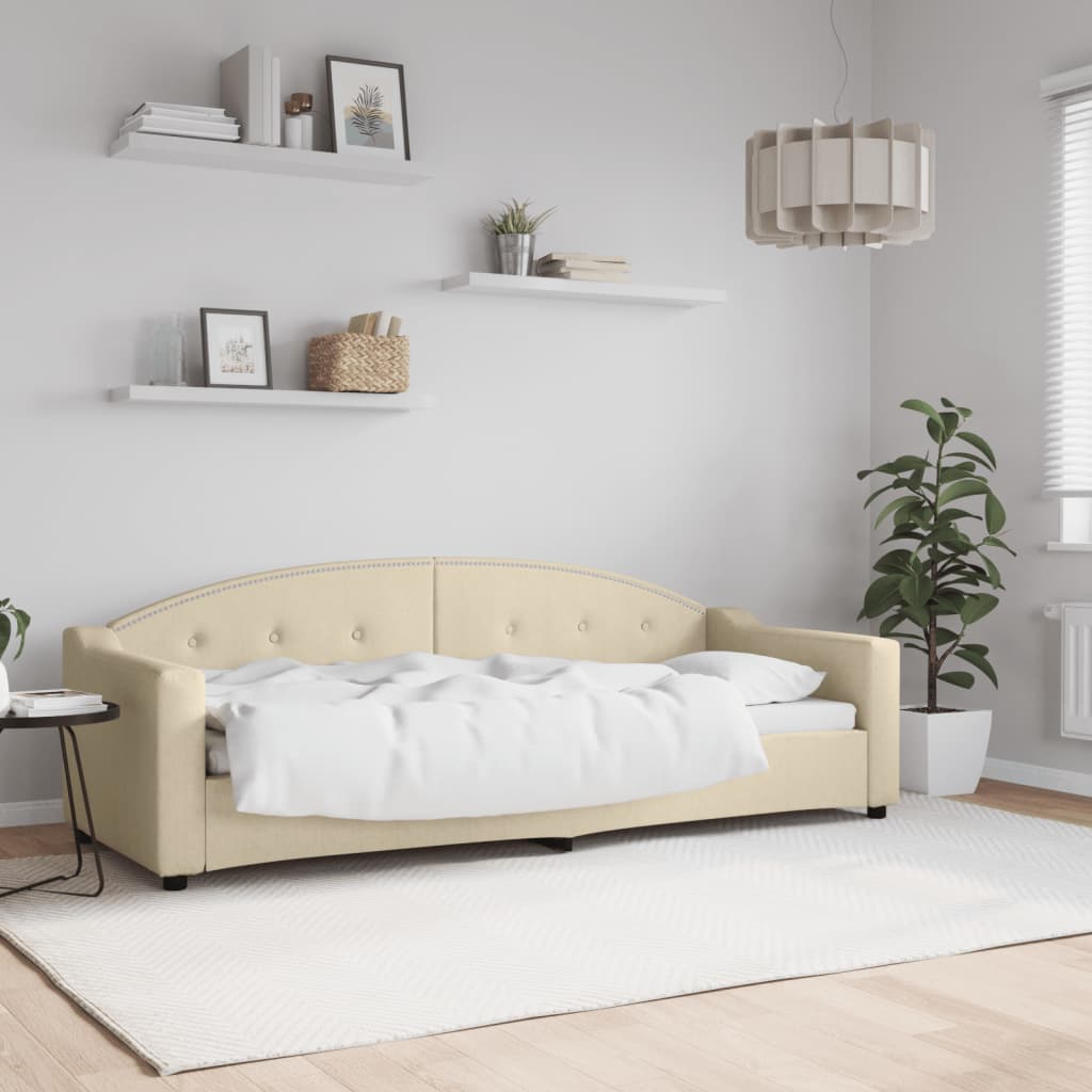 vidaXL Posteľný rám krémový 80x200 cm látka