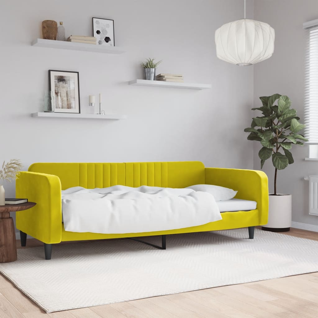 vidaXL Denná posteľ žltá 100x200 cm zamat