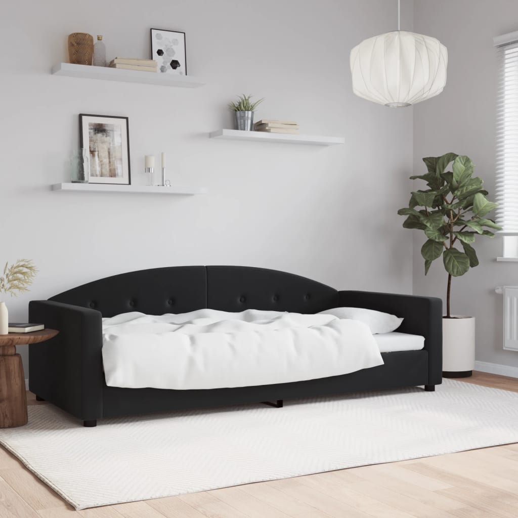 vidaXL Denná posteľ čierna 90x200 cm zamat