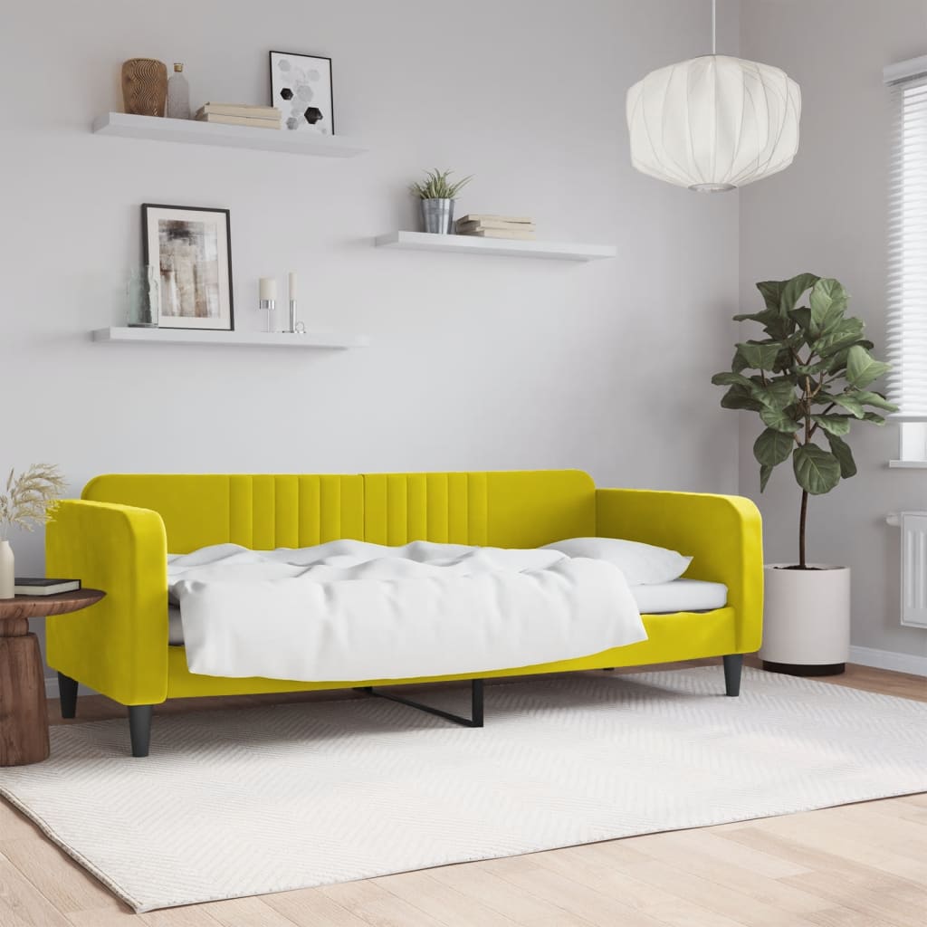 vidaXL Denná posteľ žltá 80x200 cm zamat