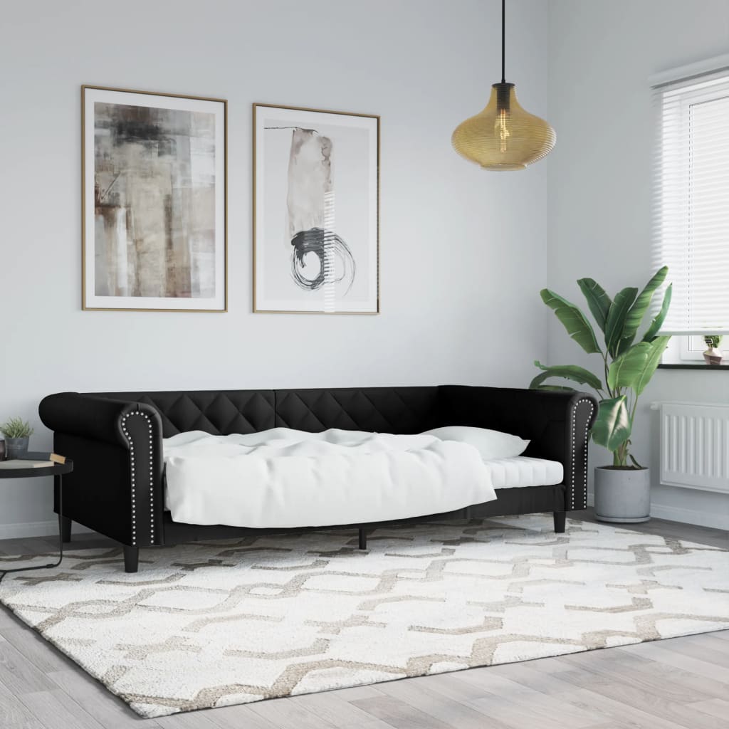 vidaXL Denná posteľ čierna 100x200 cm umelá koža