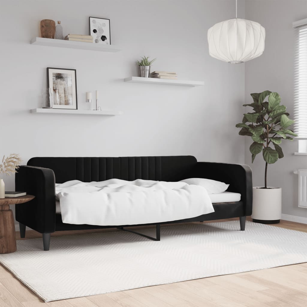 vidaXL Denná posteľ čierna 80x200 cm zamat